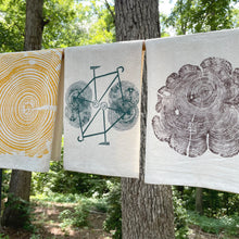 3 Flour Sack Towels, Tree Prints, 27"x27" Screen Printed on 100% Cotton