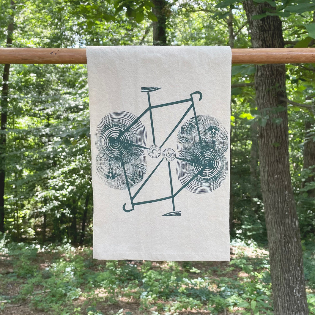 Bike Print Flour Sack Towel, Tree Print, 27
