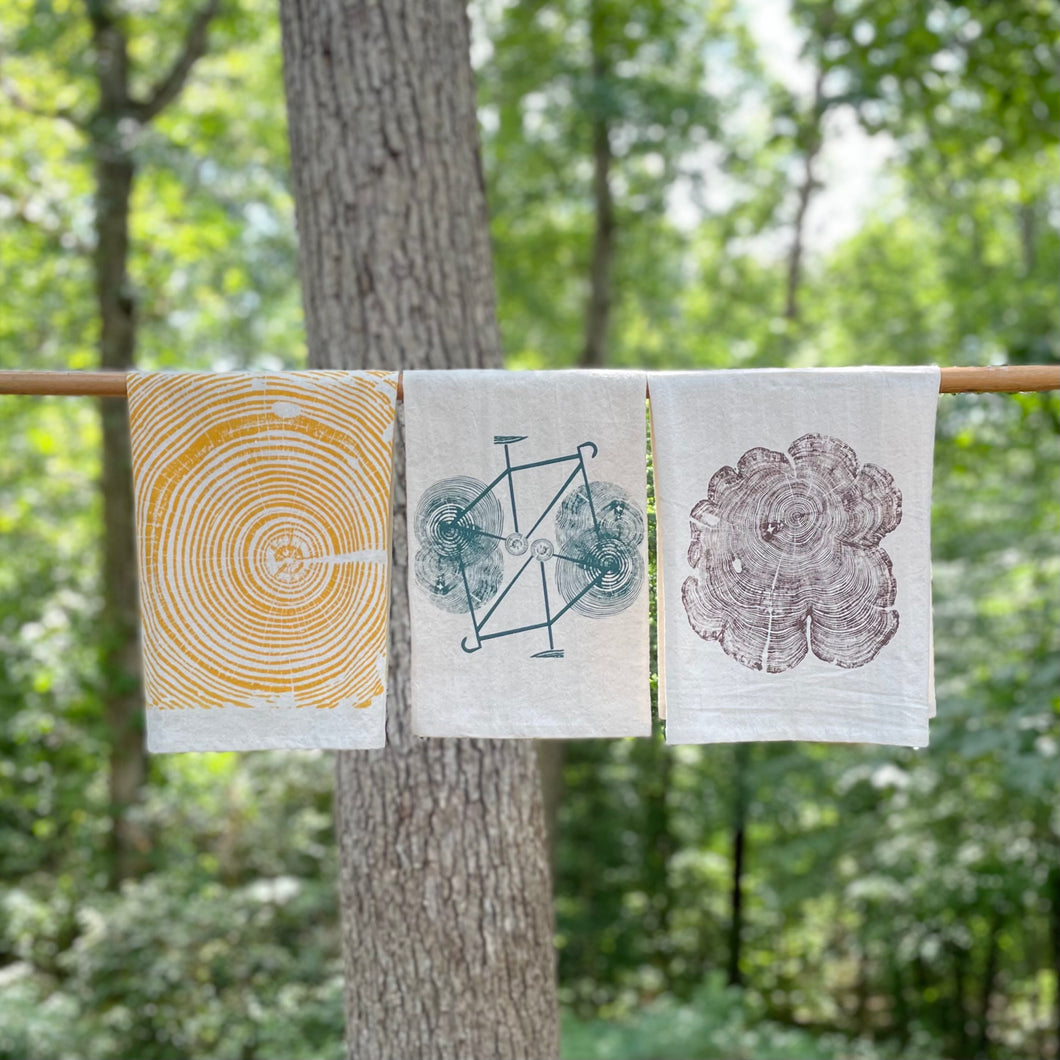 3 Flour Sack Towels, Tree Prints, 27
